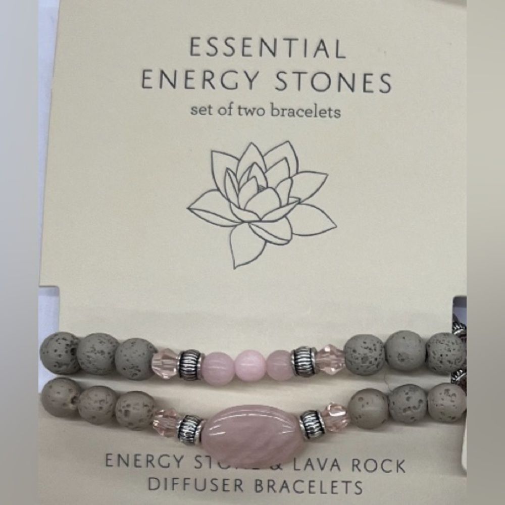 ESSENTIAL ENERGY STONES Set of 2 Rose Quartz Stretch Bracelets